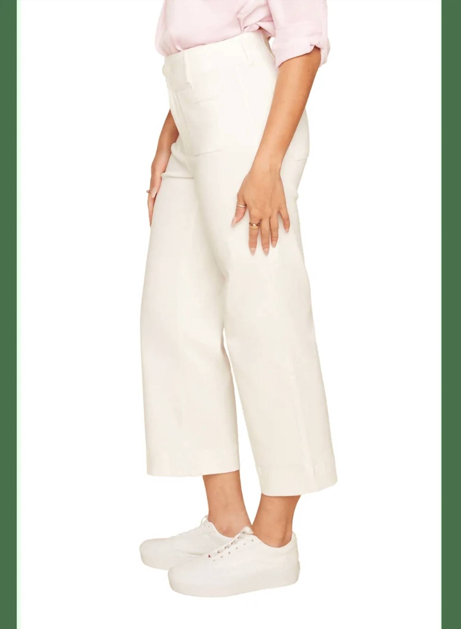 Renuar - Crop Wide Leg Twill Woven Pant