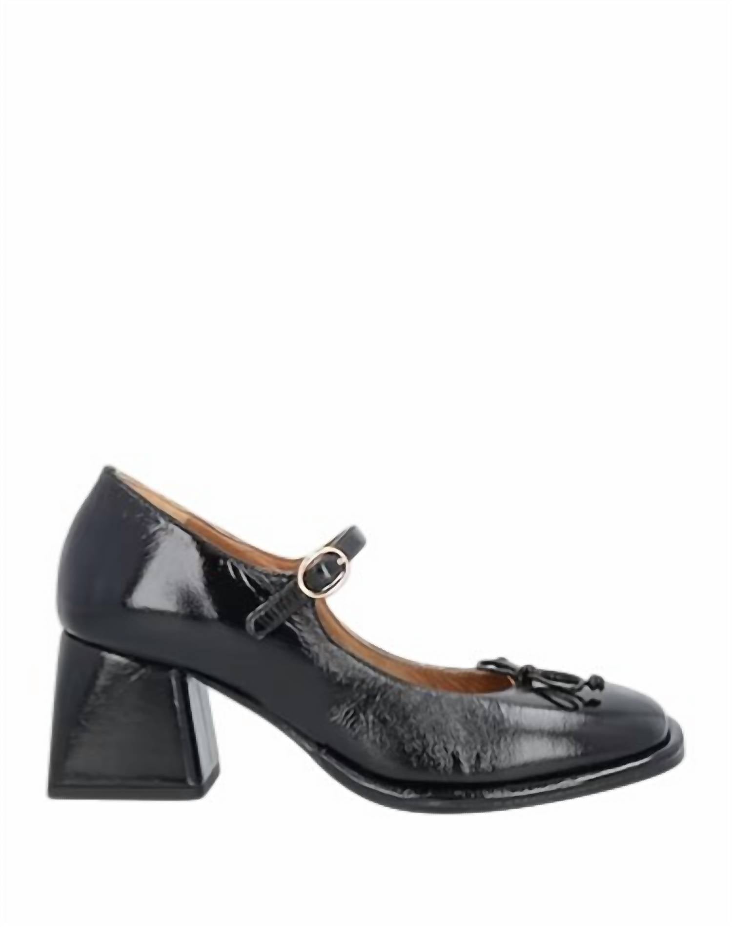 EMANUÈLLE VEE Women's Square Heel Leather Pumps in black - women's heels