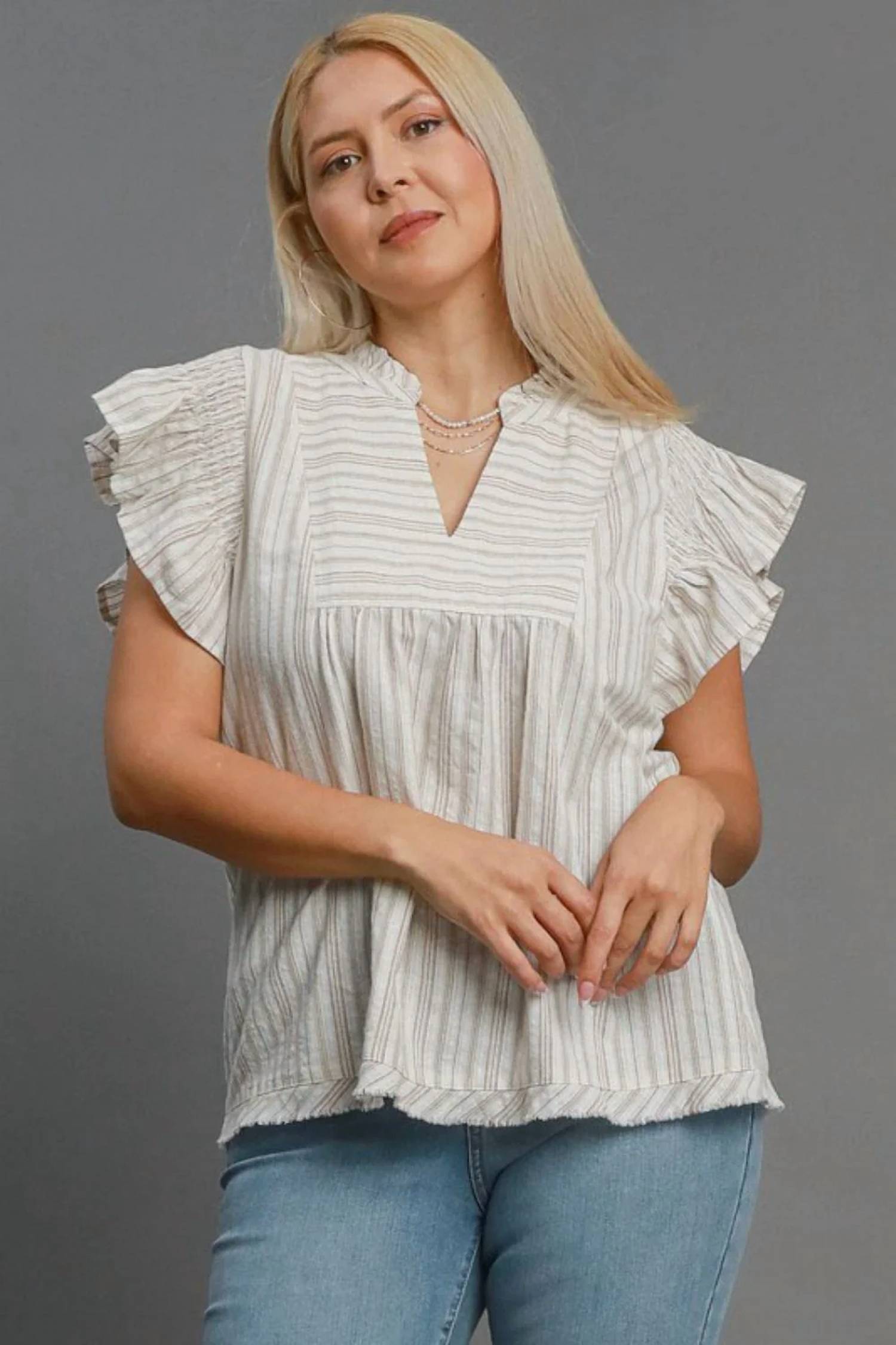 Vanilla Monkey - Striped Babydoll Top - Plus
