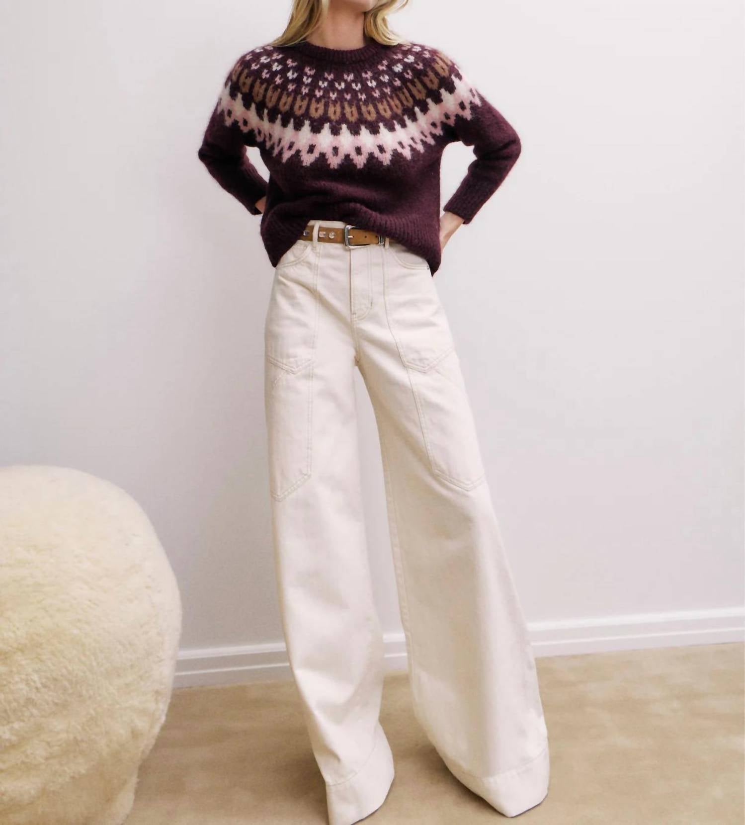 Veronica Beard Anne Fairisle Pullover in multi brown - women's sweater - view 6