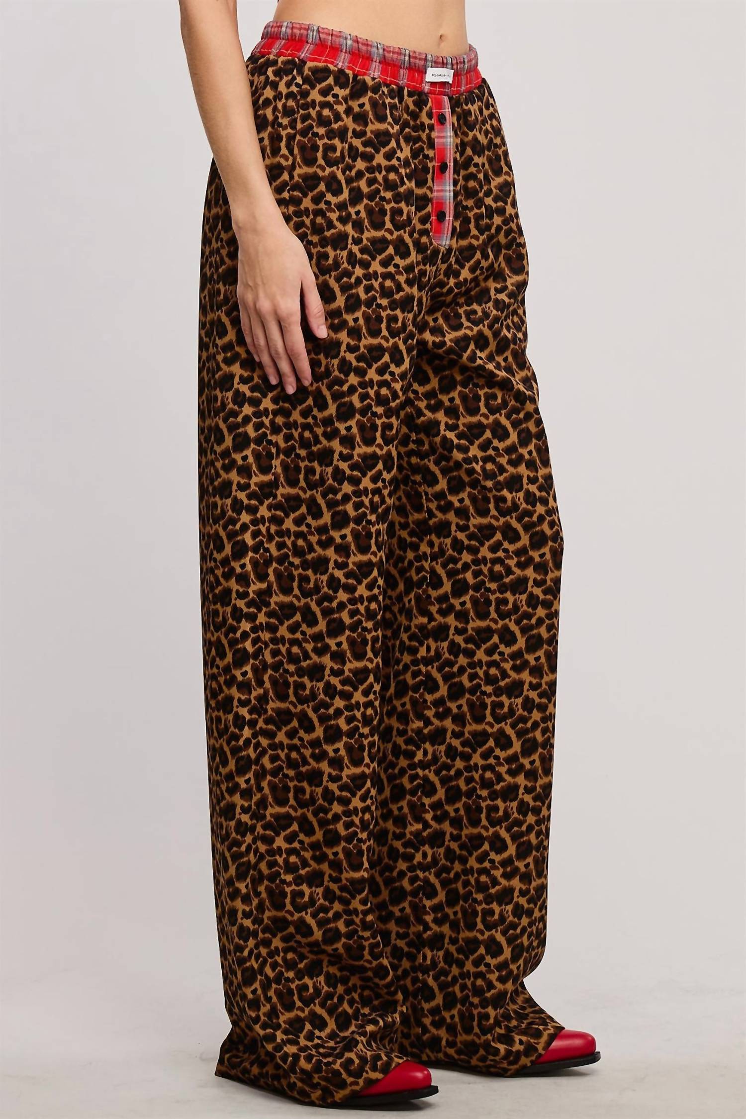 Mimosa - Plaid Flannel Contrast Waistband Leopard Boxer Pant