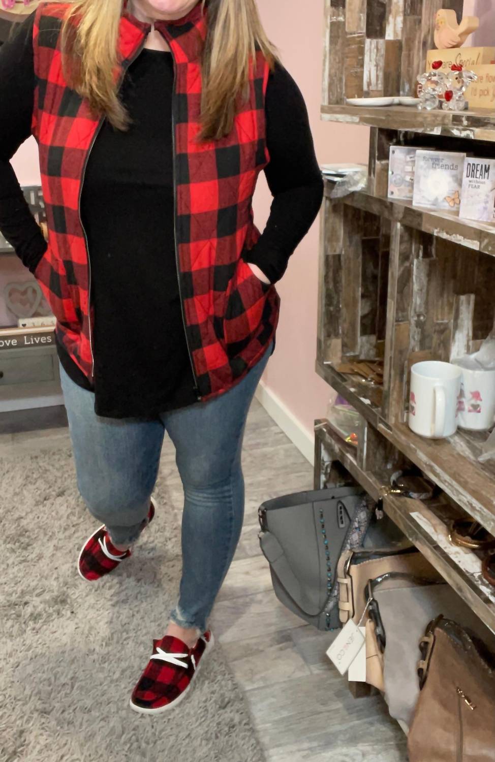 Michelle Mae - Buffalo Plaid Full Zip Vest