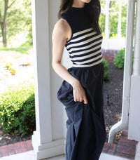 In The Beginning She's the Captain Nautical Midi Dress in navy - women's dress - view 4