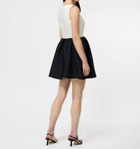 FRENCH CONNECTION Square Neck Sleeveless Mini Dress in porc crm blk - women's dress - alternate view