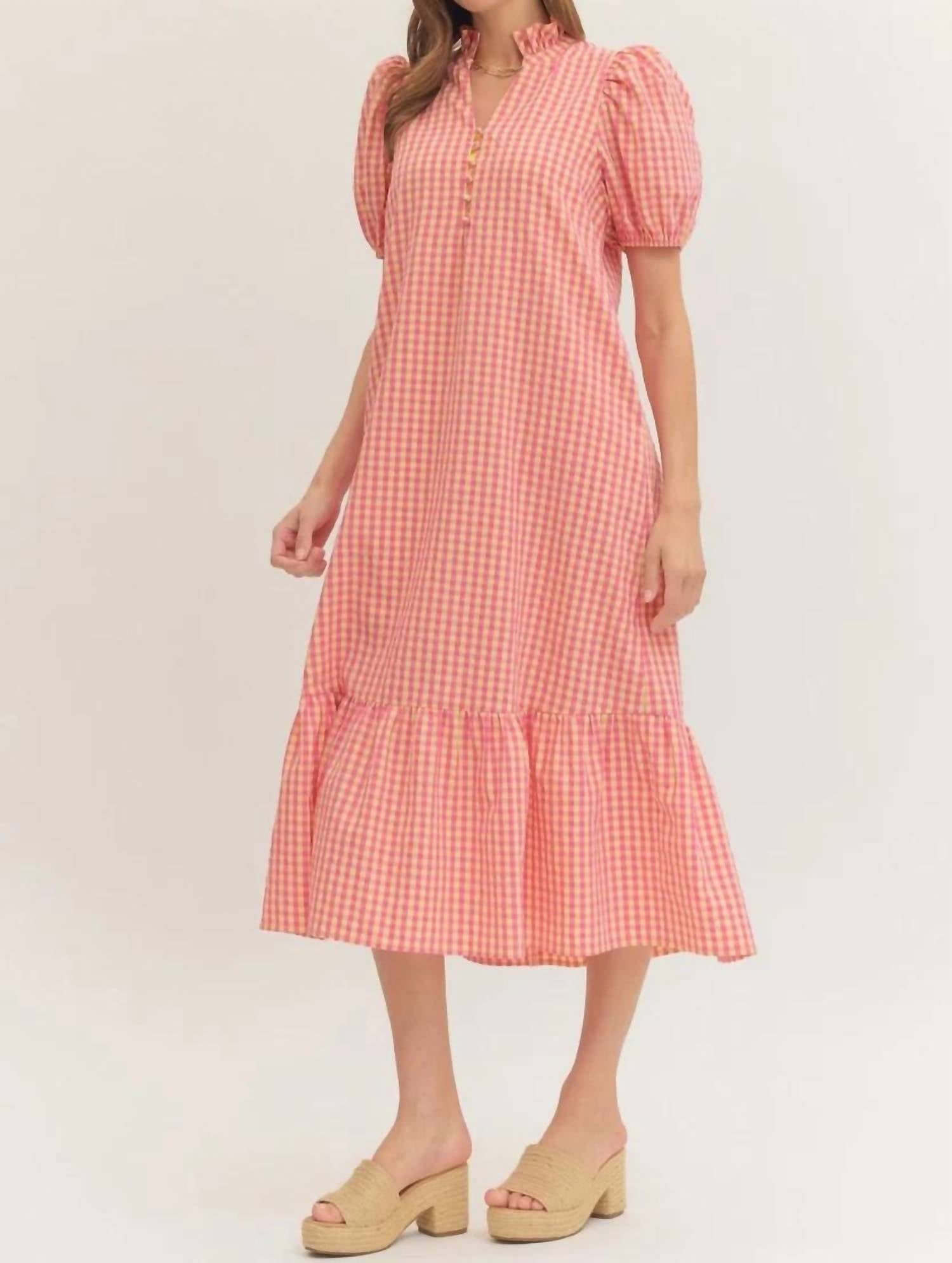 Entro - Ruth Gingham Midi Dress
