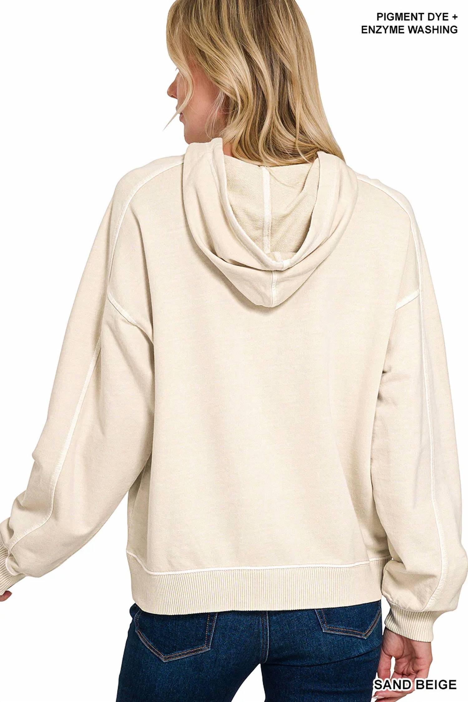 Zenana - French Terry Pigment Dye Hoodie