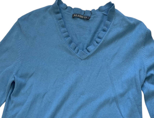 Alashan Cashmere - Women's Long Sleeve Ruffle V Neck Sweater