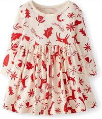 Hanna Andersson Girls' Long Sleeve Playtime Dress in poppy scandicane - kids' dress