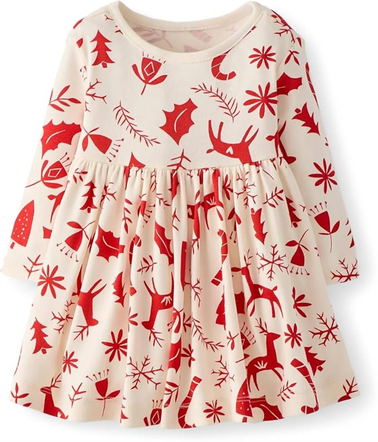 Hanna Andersson Girls' Long Sleeve Playtime Dress in poppy scandicane - kids' dress