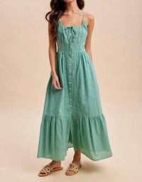 In-Loom - Gathered Cotton Button Down Maxi Dress