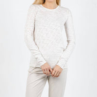 ATM Long Sleeve Destroyed Wash Tee in seashell silver - women's long sleeve top