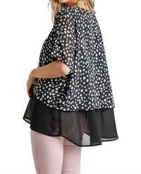Umgee - Dalmatian Layered Cuff Sleeve Top