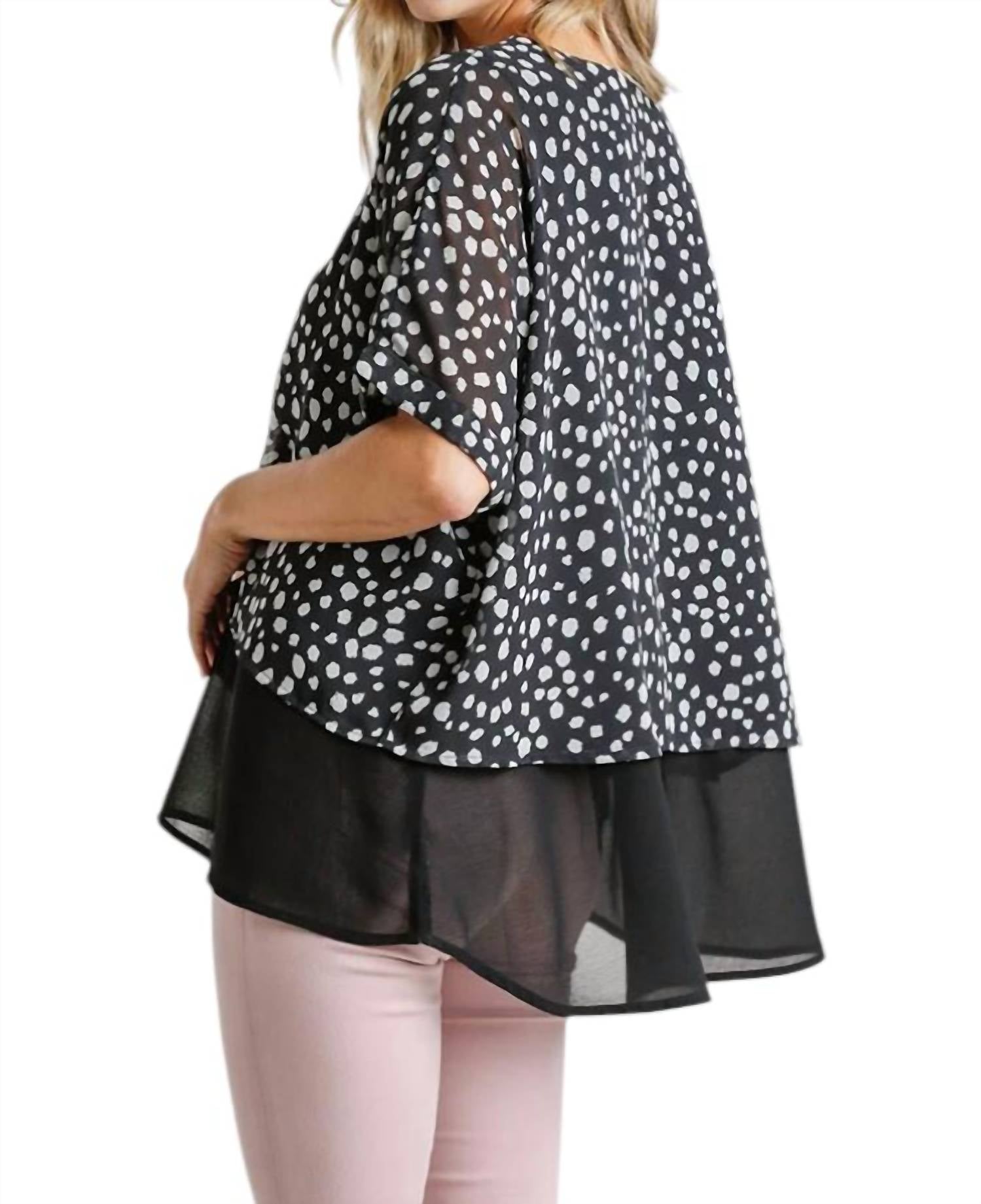 Umgee - Dalmatian Layered Cuff Sleeve Top