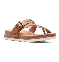 Clarks Women's Brynn Madi Flat Sandal in light tan leather - women's sandal