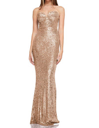 NOOKIE Lumiere Gown Sequince Maxi Dress in gold - women's dress