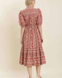 Aureum - Floral Ruffle Midi Dress