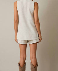 GILLI V-neck Sleeveless Tunic Top in melange - women's shirt - alternate view
