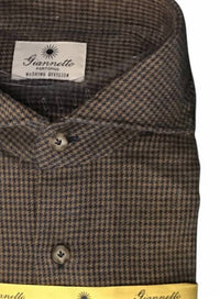 Giannetto Portofino Men's Button Down Shirt in brown - men's shirt - detail view