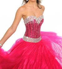 Precious Formals - Beaded Strapless Tulle Gown