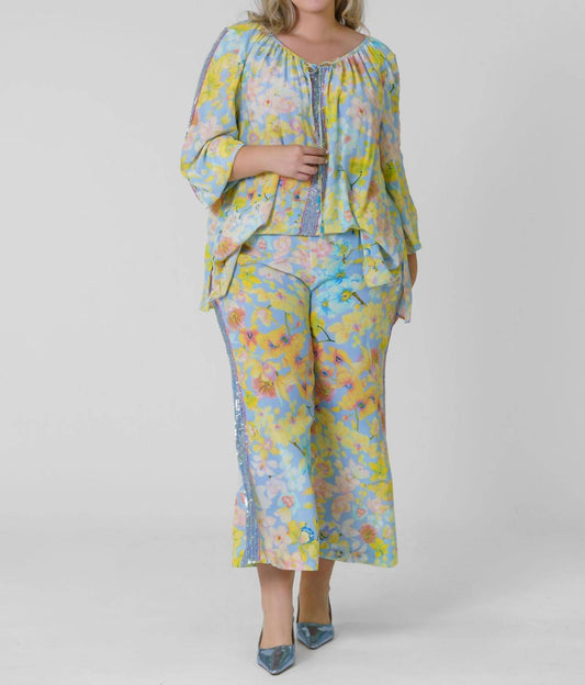 La Fuori - Orchid Bloom Embellished Pants - Plus Size