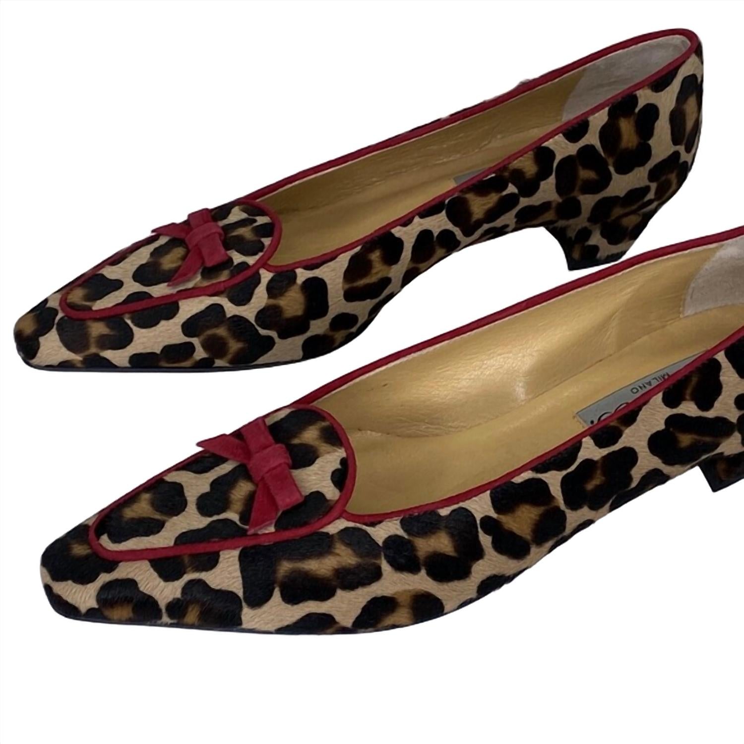 Diane B. Women's Leopard Print Bow Low Heel Pumps in brussel - women's heels