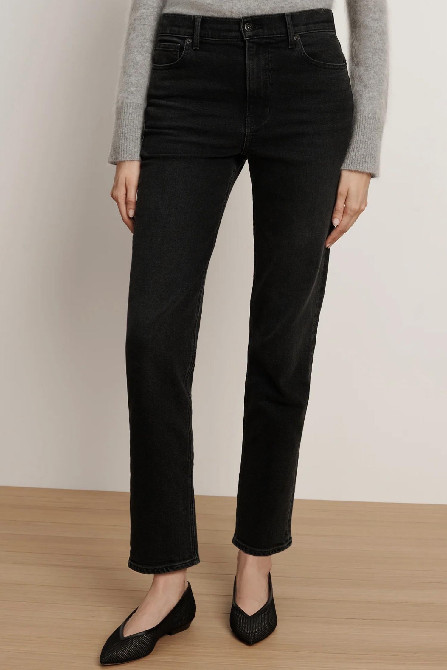Veronica Beard Leah Straight-Leg Jean in washed onyx - women's jeans