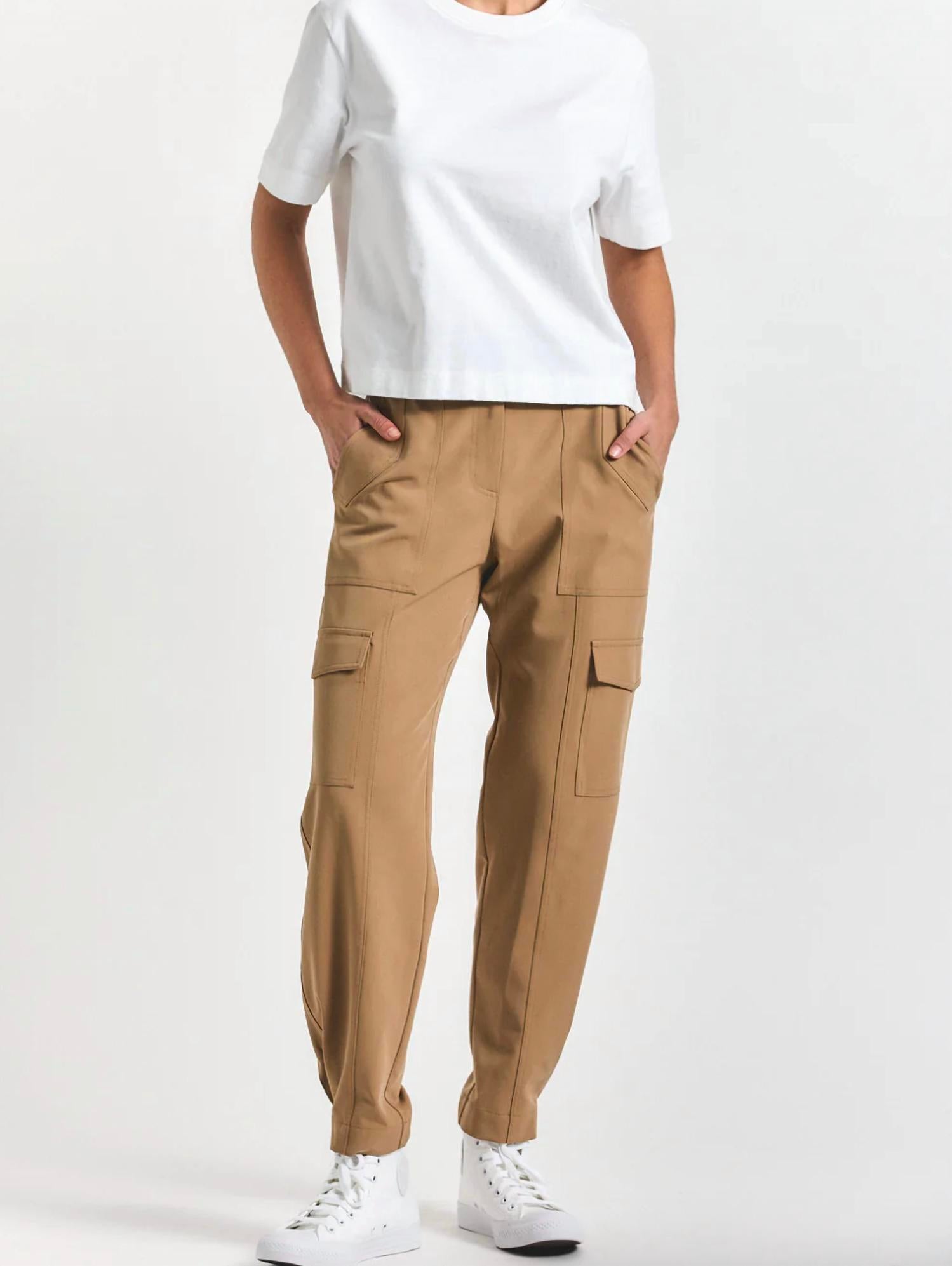 Derek Lam 10 Crosby Elian Tropical Stretch Suiting Trouser in camel - women's pants