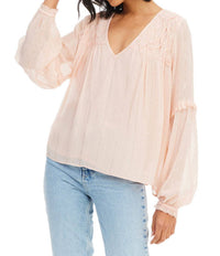 ALLISON NEW YORK Tara V-neck Blouse in blush - women's blouse