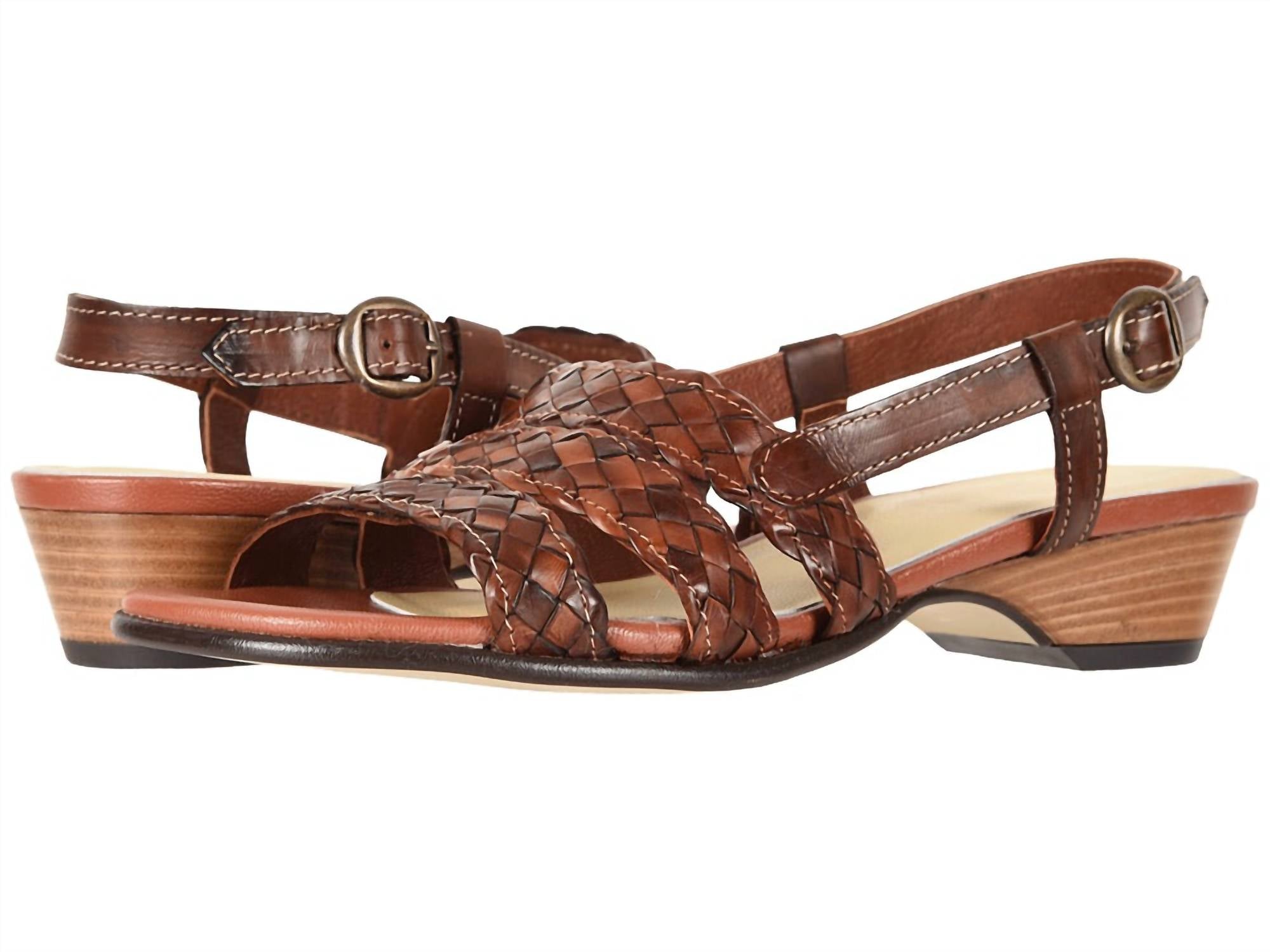 David Tate Women's Bellisima Leather Slingback Sandal in cognac - women's sandal - detail view