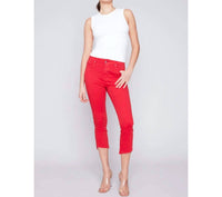 CHARLIE B Women's Cropped Twill Pants in red - women's pants