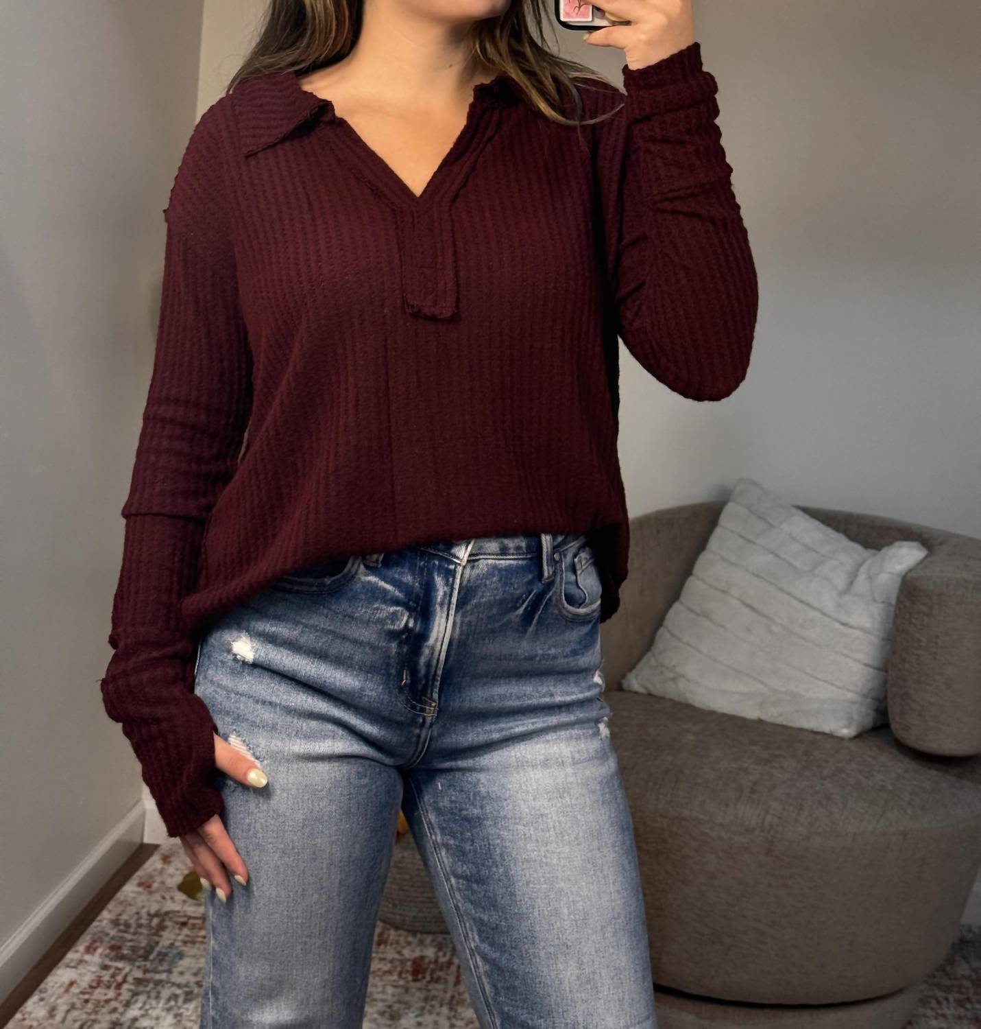 Bluivy - Archer Brushed Waffle Henley Top