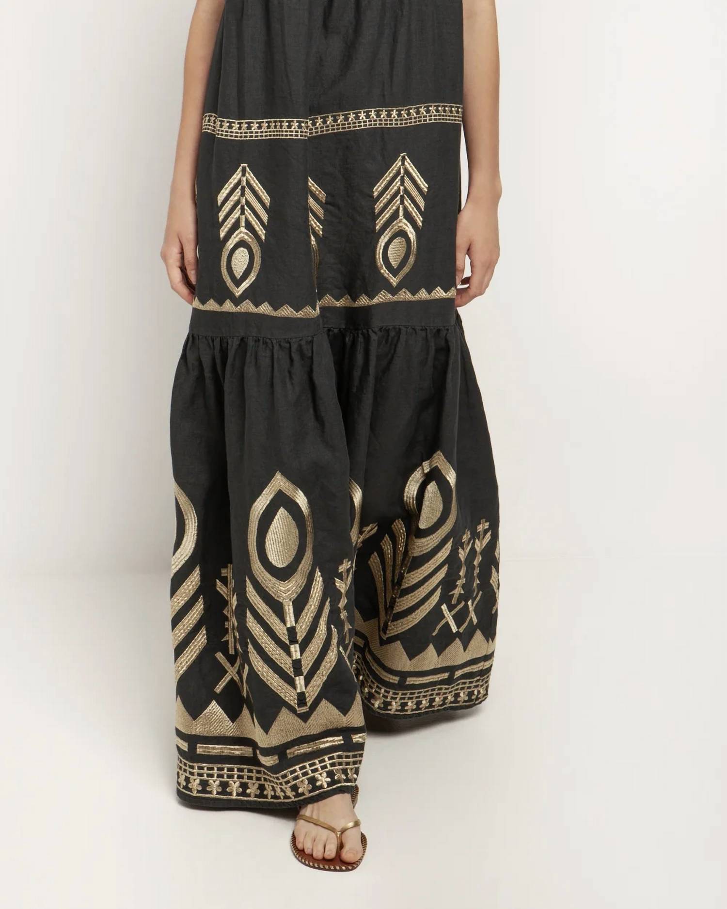 Greek Archaic Kori - Neva Feather Sleevless Maxi Dress