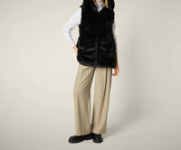 SAVE THE DUCK Faux Fur Reversible Vest in black - women's jacket