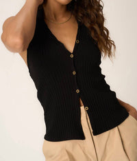 Project Social T - Austin Collared Button Front Rib Halter Sweater
