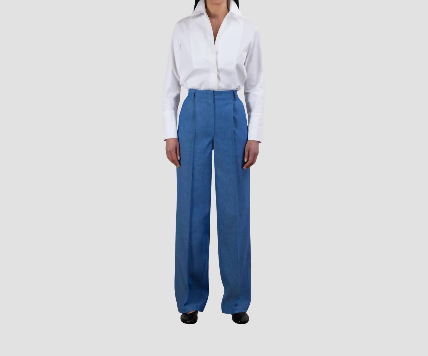 Elif Pamir Double Pleated Trouser Pants in blue - women's pants