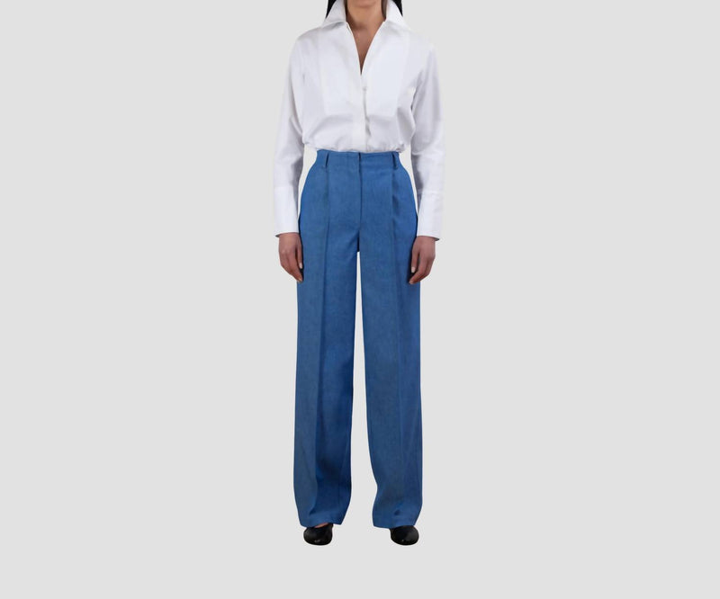 Elif Pamir Double Pleated Trouser Pants in blue - women's pants