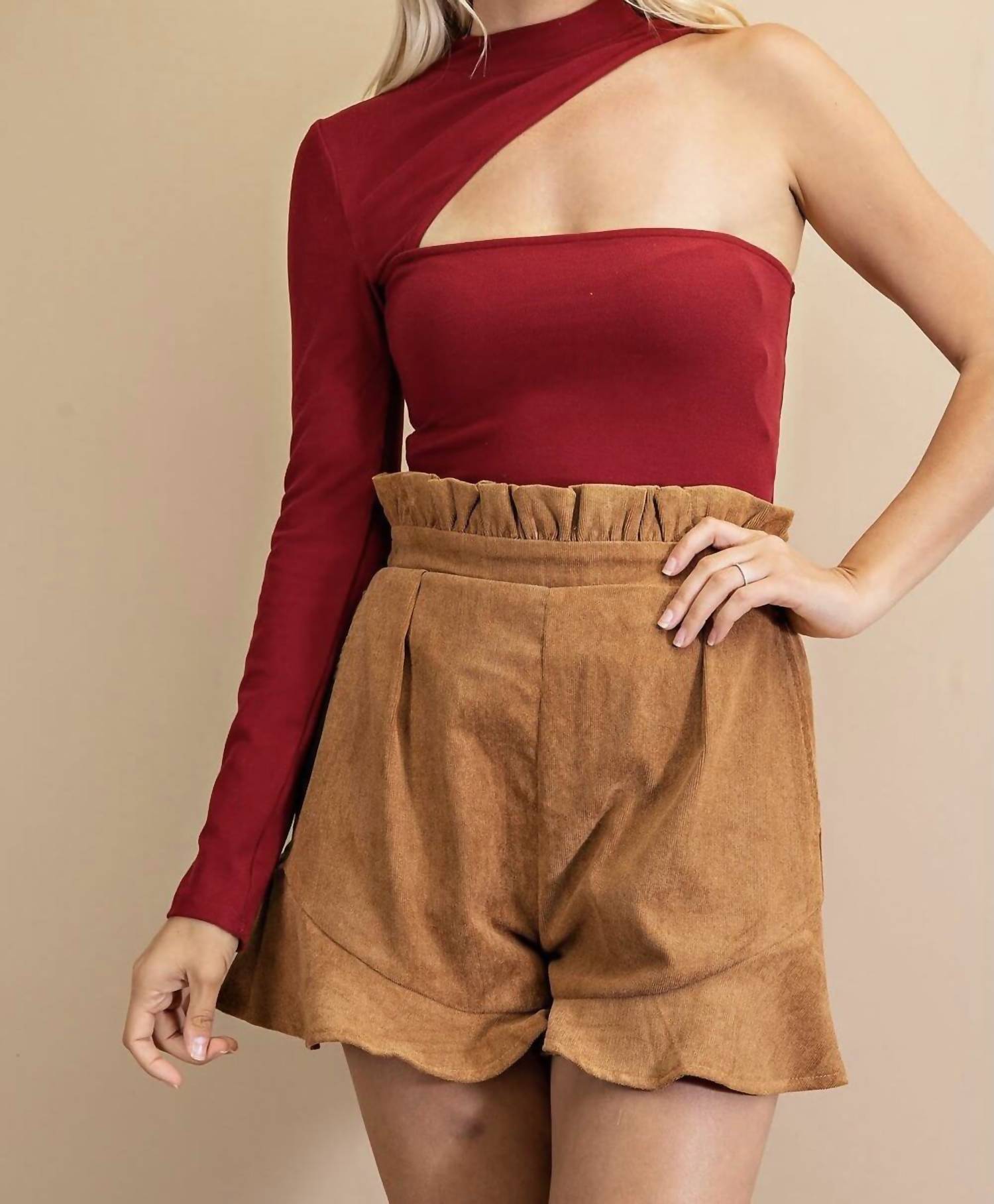 Glam - Alyssa One Shoulder Cut Out Bodysuit