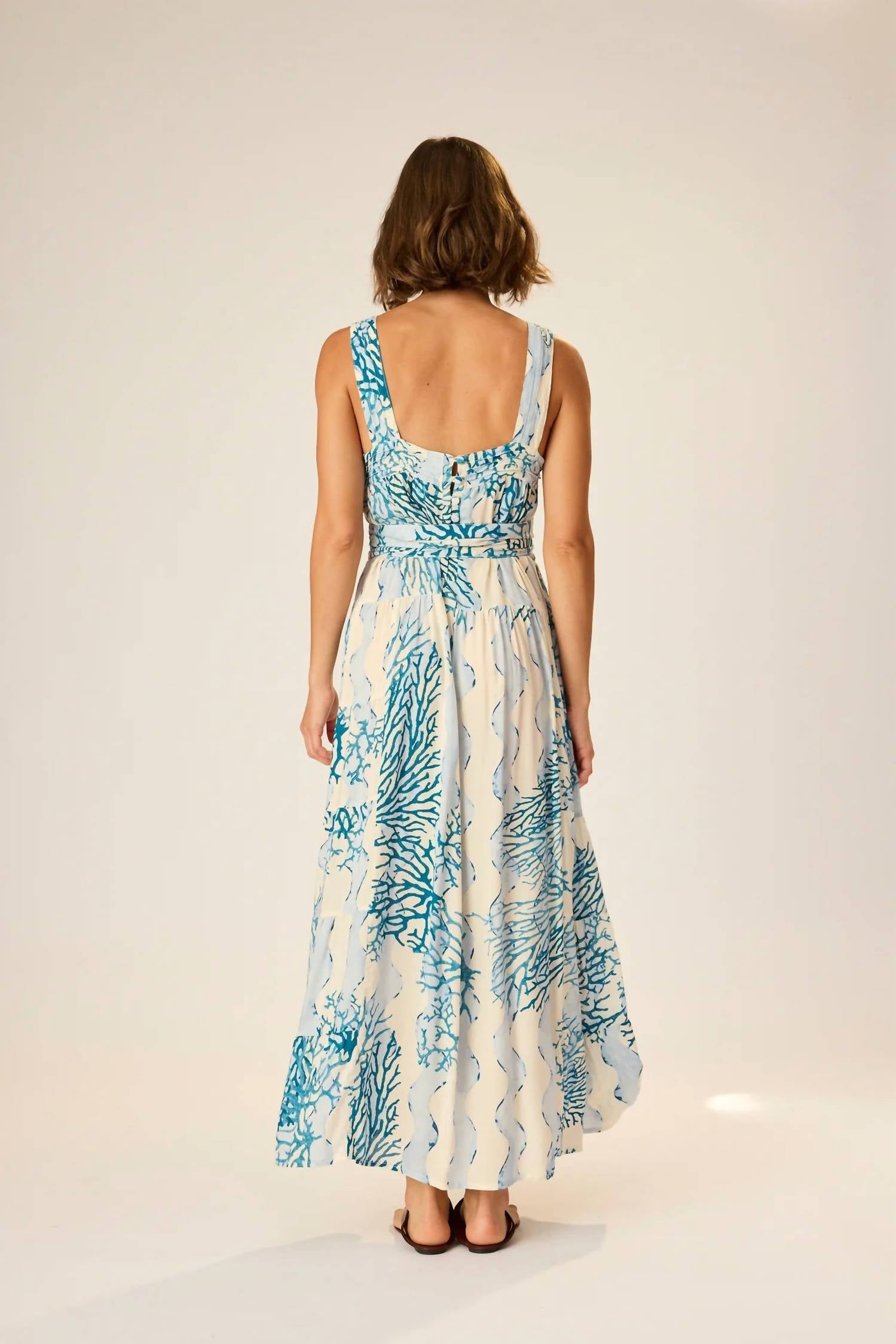 natalie martin Jasmine Maxi Dress in coral wave - women's dress - detail view