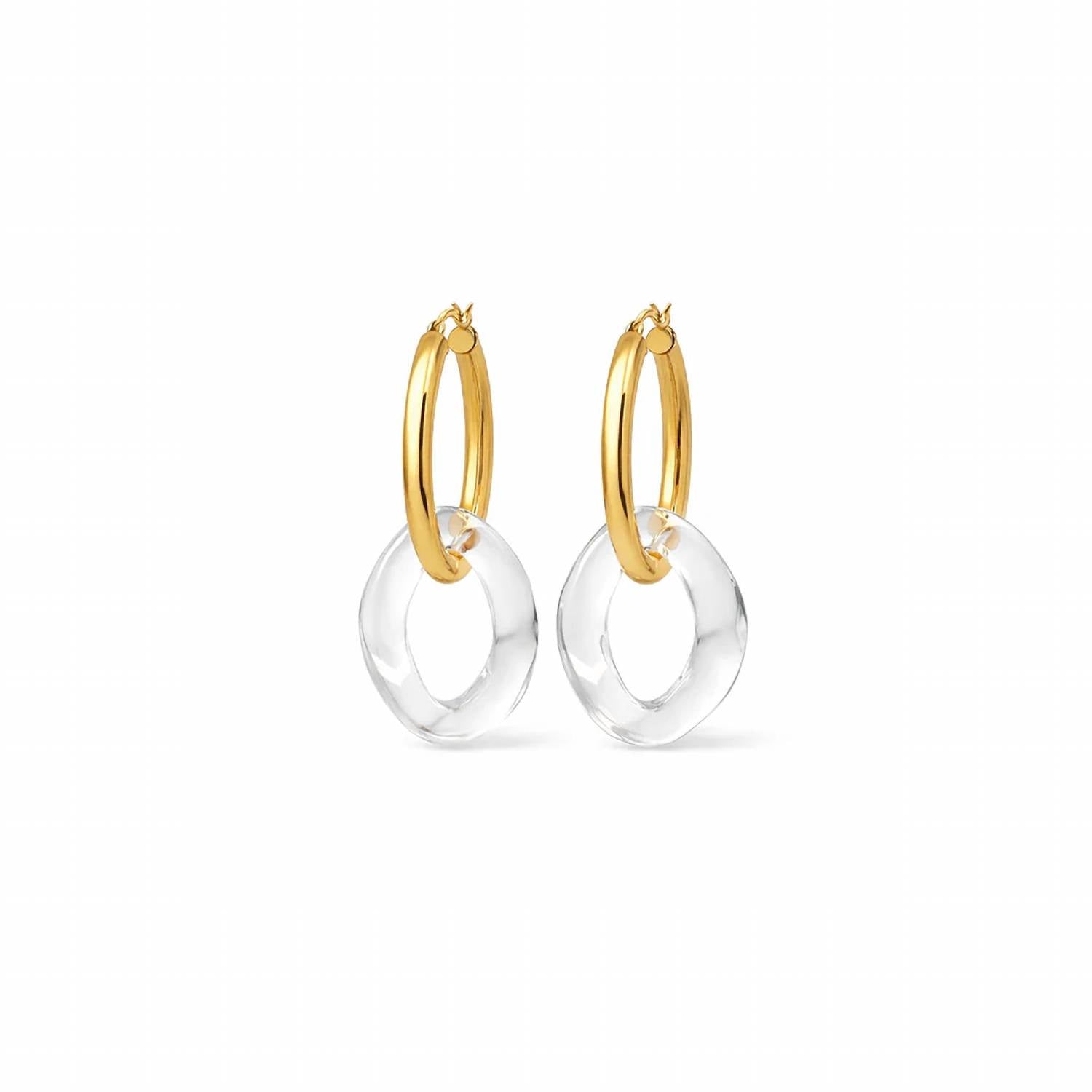 Gold & Honey - Women's Lucite Curb Link Hoop Earrings