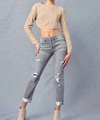 Kancan - Distress High Rise Skinny Straight Jean