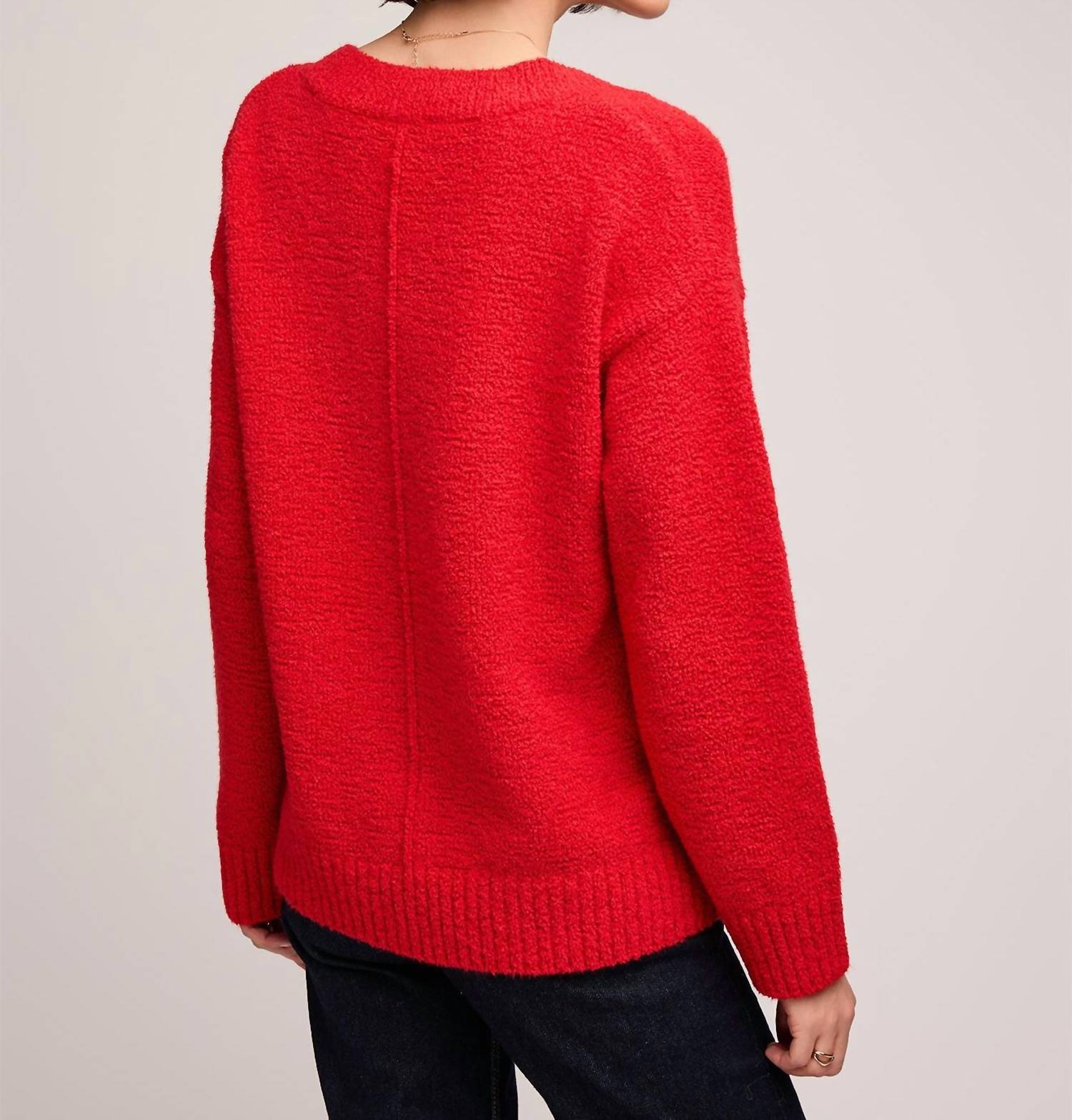 Gentle Fawn Tilda V Neck Sweater in red - women's sweater - detail view