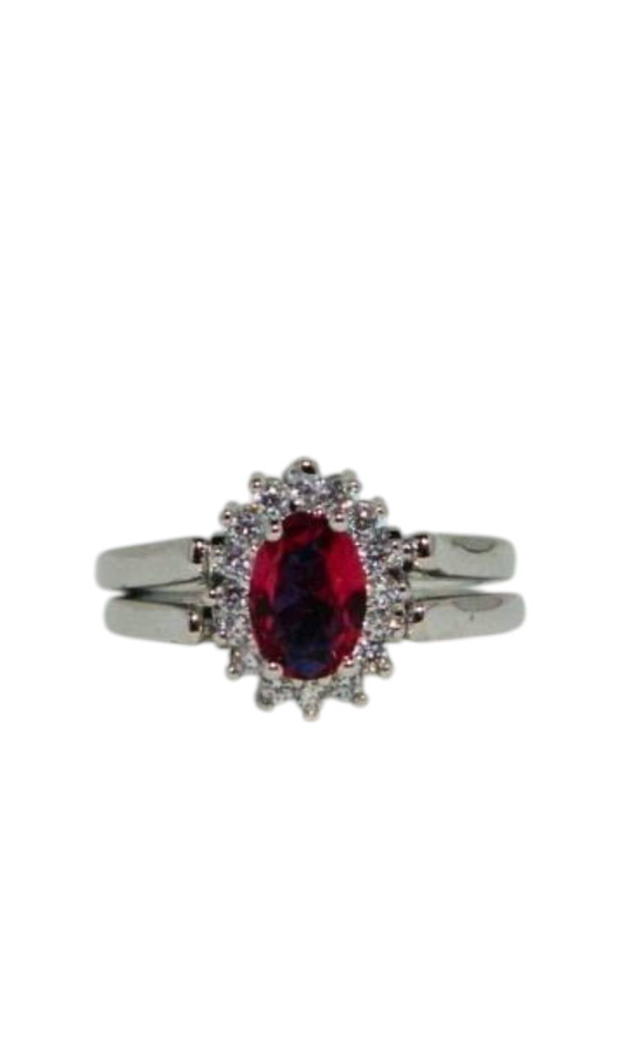 Faire - SAPPHIRE/RUBY REVERSIBLE RHODIUM PLATED RING