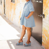 Veveret - Button Down Denim Shirt Dress