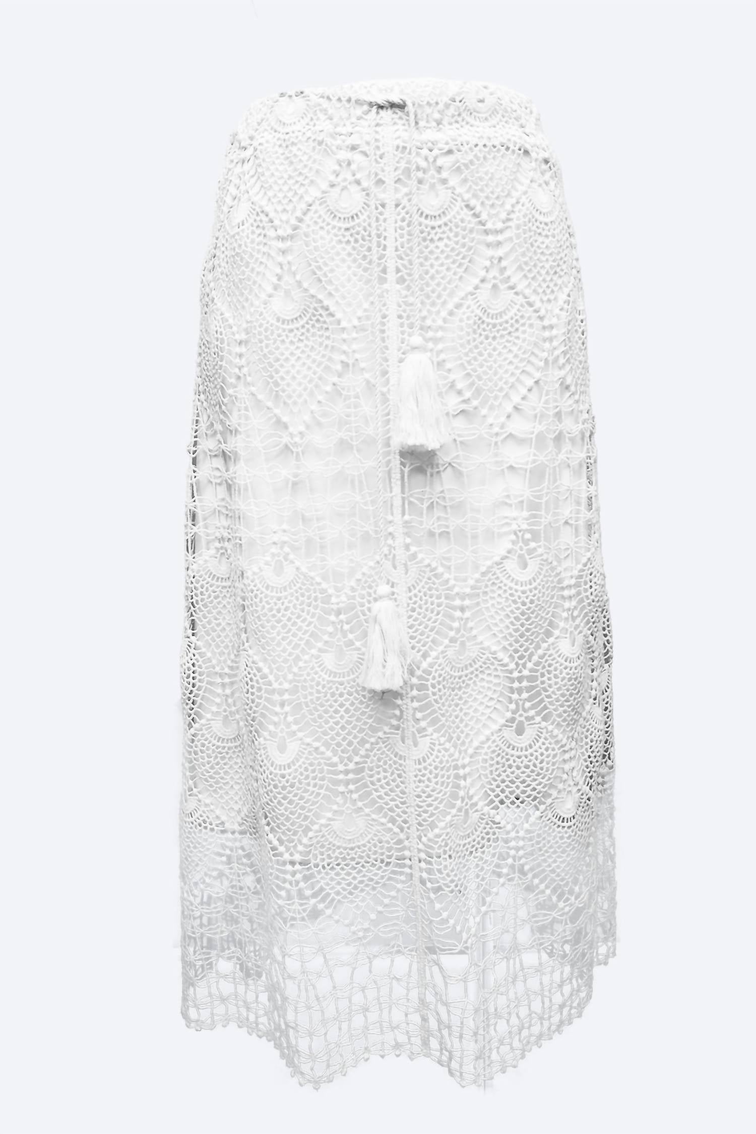 Paparazzi - Women Crochet Peacock Eye Pattern Partially Lined Skirt