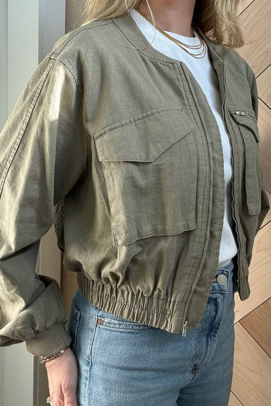 Illa Illa - Zip Up Front Pocket Bomber Jacket