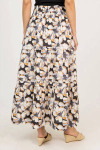 Ee:Some - Floral Print Tiered Maxi Skirt