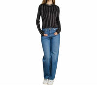 Kiwi - Embellished Mock Neck Long Sleeve Top