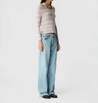 Guest In Residence Port Polo in residence port polo in powder pink combo - women's long sleeve top - alternate view