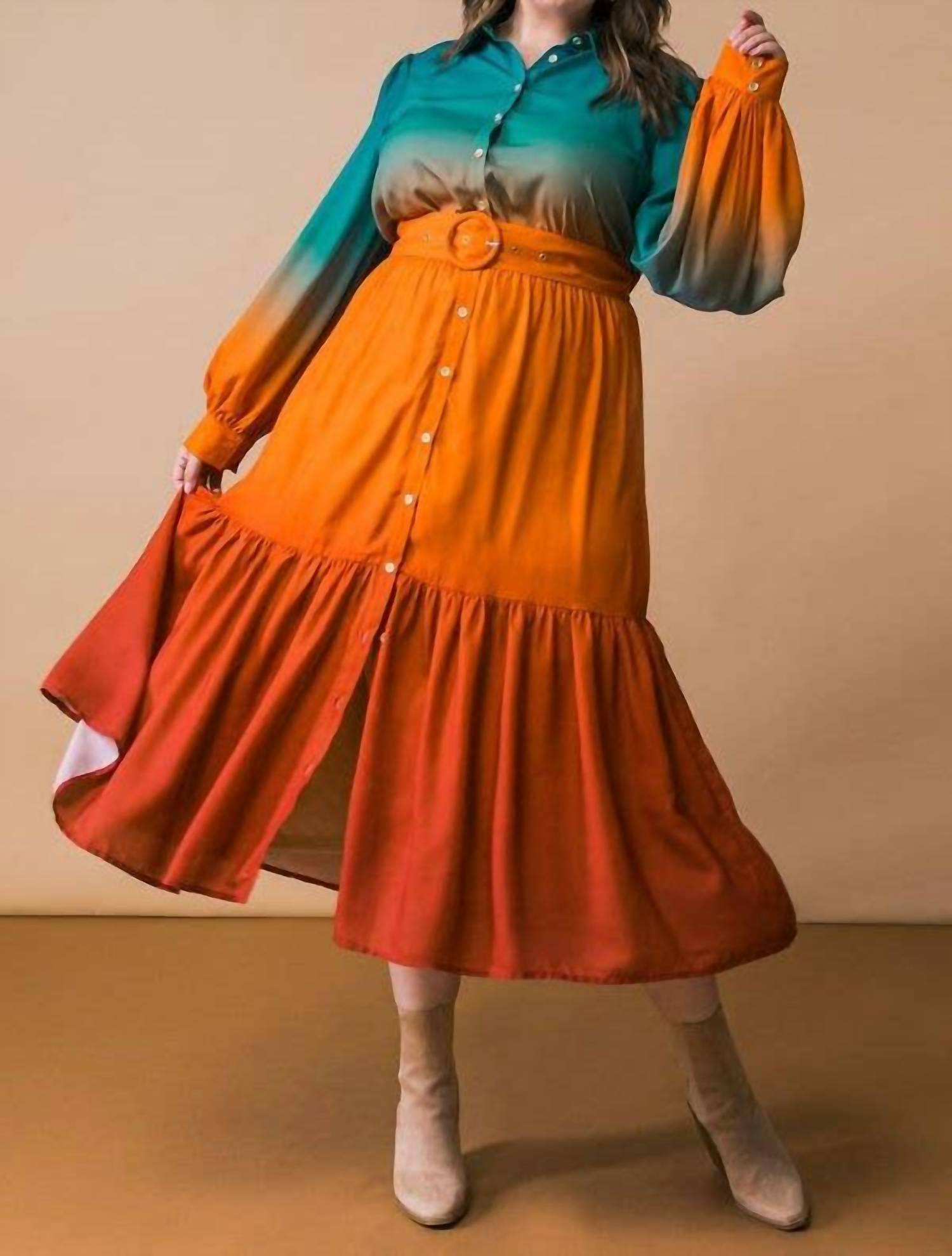 Flying Tomato - Printed Woven Midi Dress