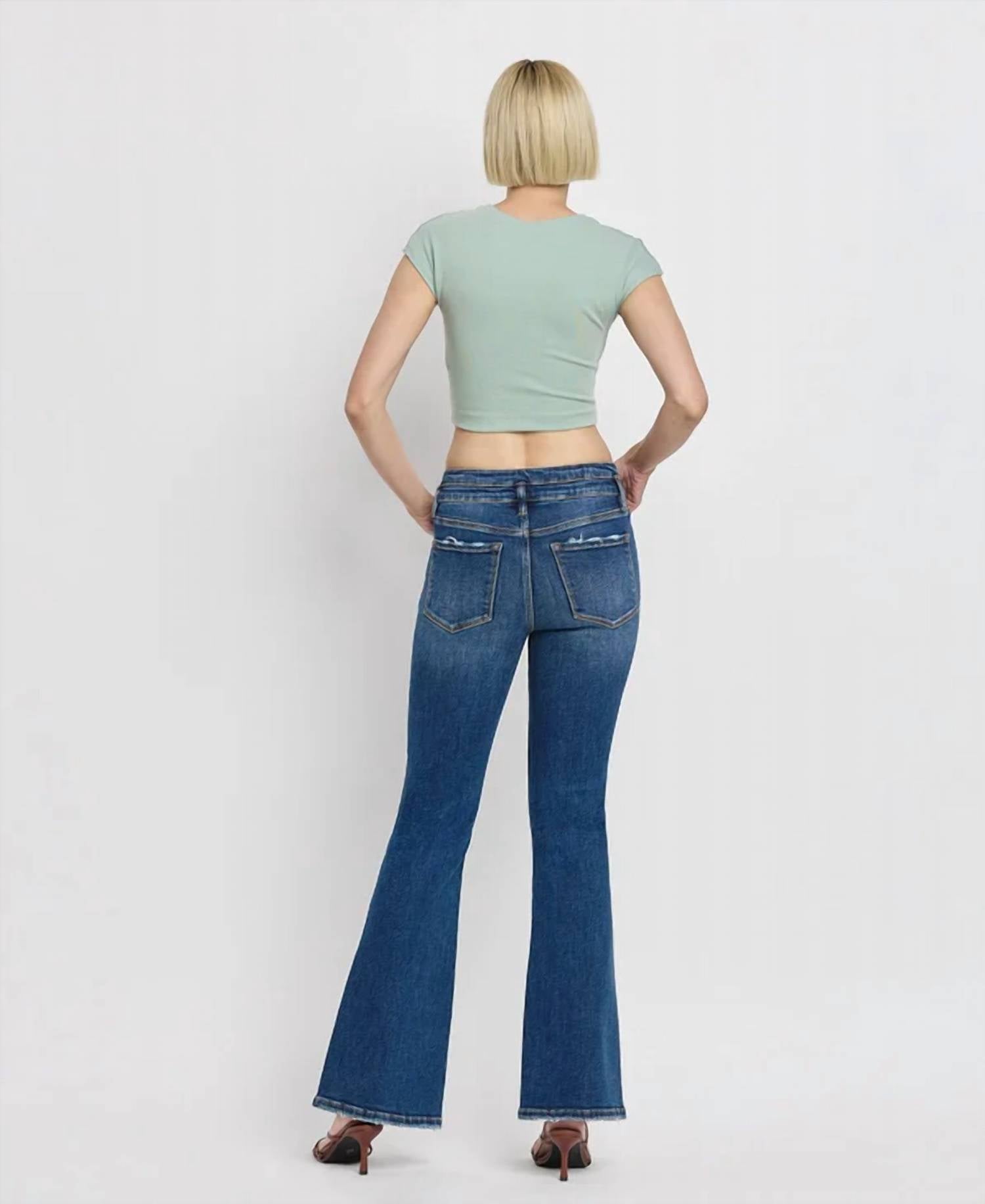 Vervet By Flying Monkey - High Rise Front Seam Slit Flare Jeans
